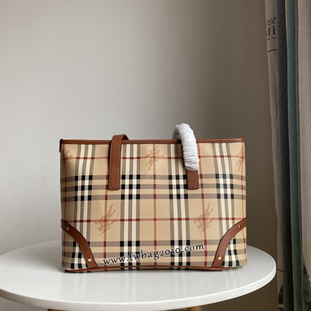 Burberry專門店新款中古款托特購物袋 巴寶莉戰馬格子手提購物包 yxb1039